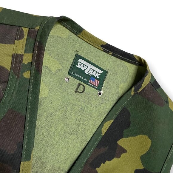 Vintage Camo Hunting Fishing SAF-T-BAK Canvas Outdoor Vest - Mens Medium - Picture 4 of 5